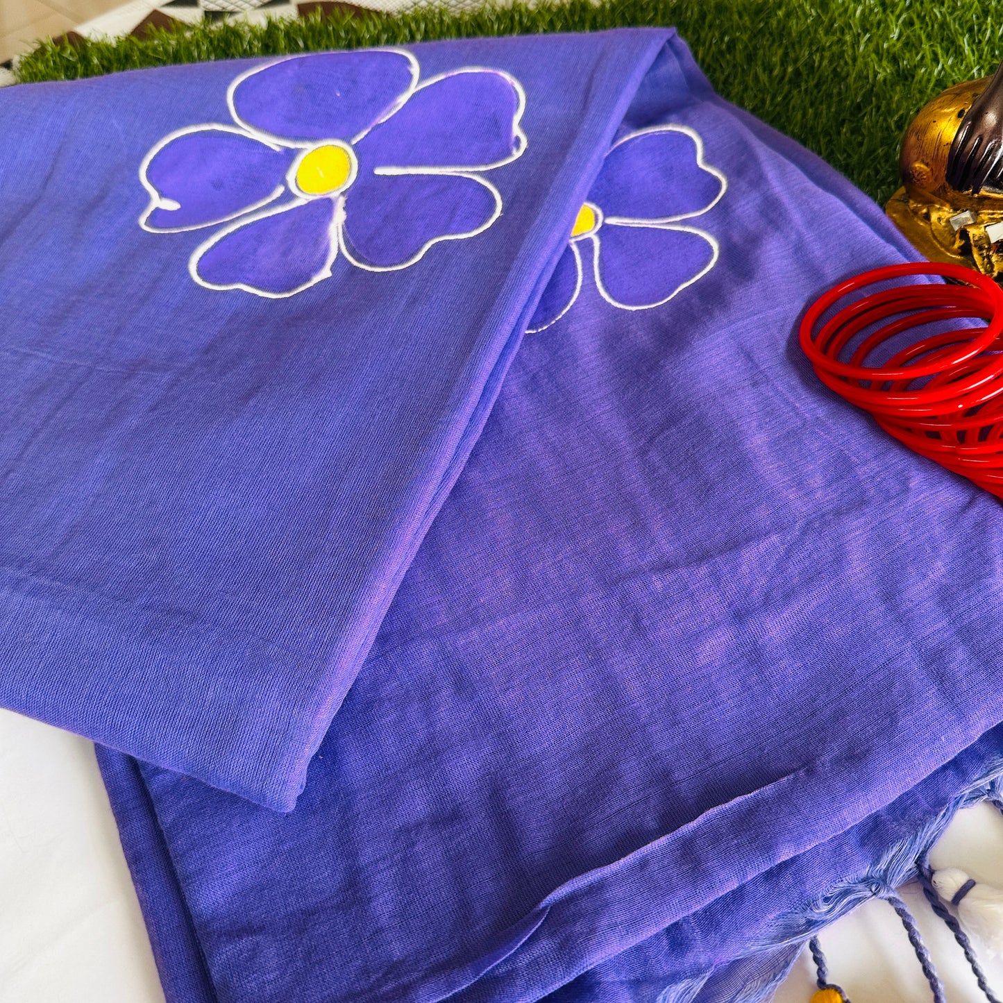 Aabroo Handpainted Mul Cotton Saree - Khasiyat