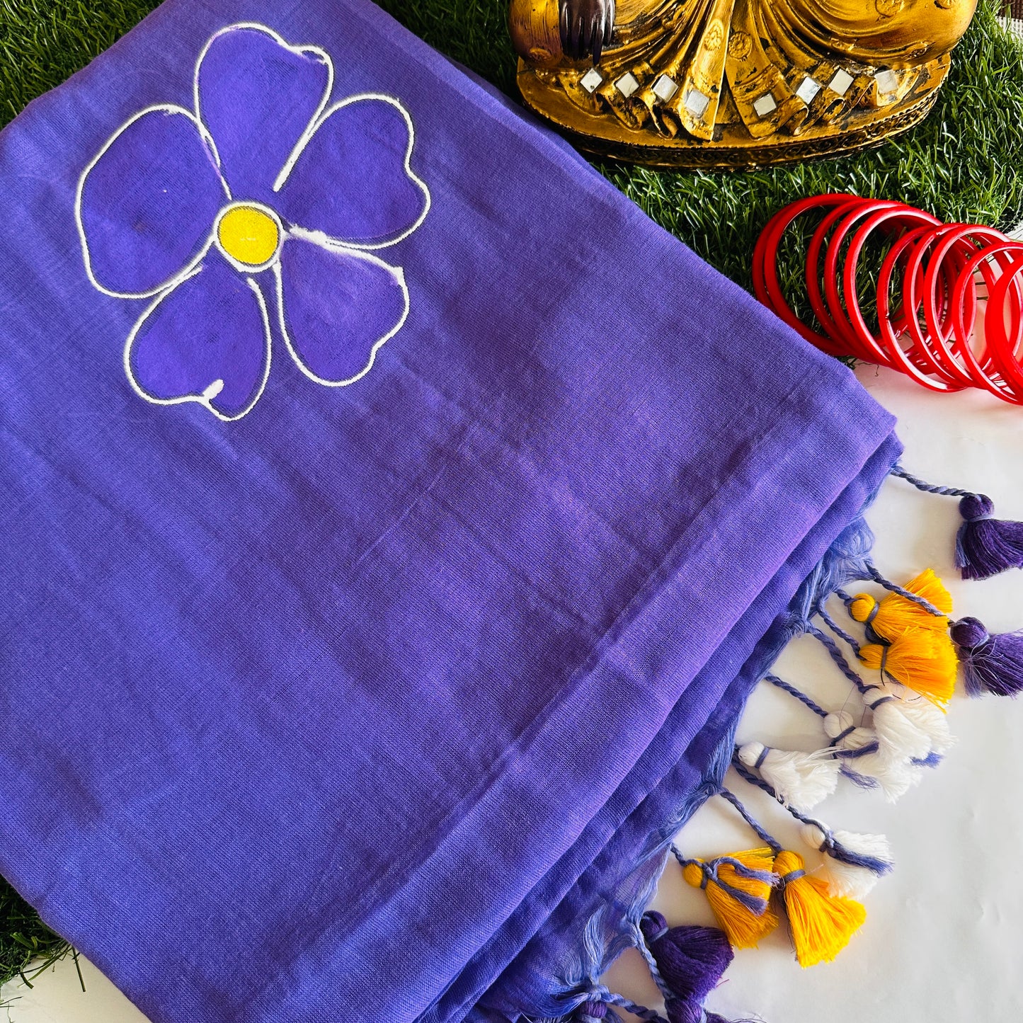 Aabroo Handpainted Mul Cotton Saree - Khasiyat
