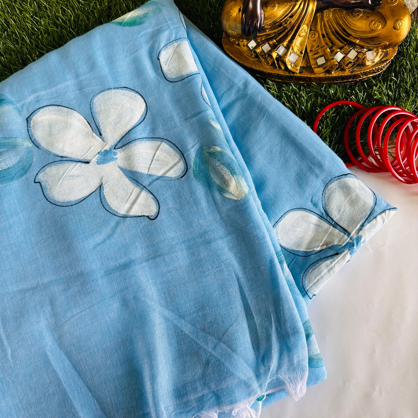 Mehek Handpainted Mul Cotton Saree - Khasiyat