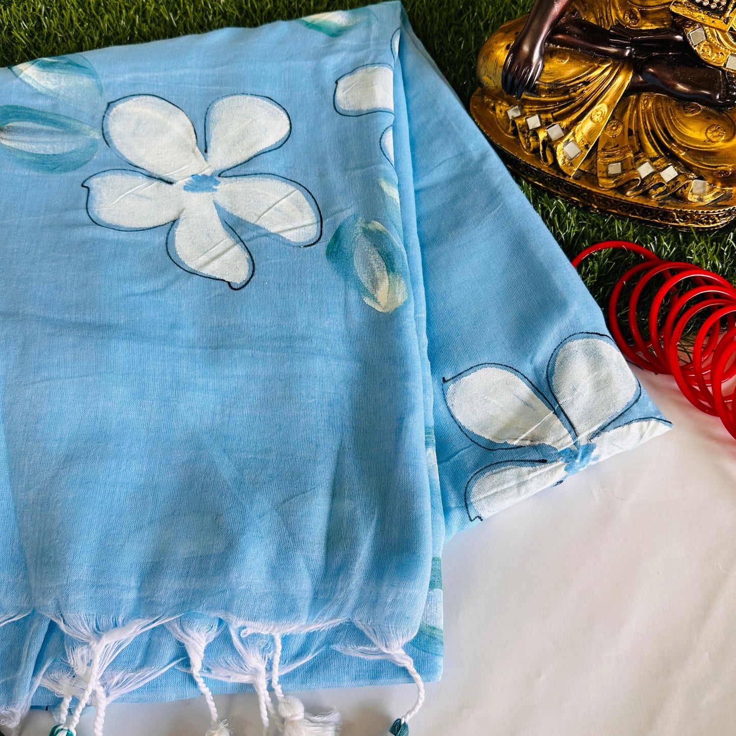 Mehek Handpainted Mul Cotton Saree - Khasiyat