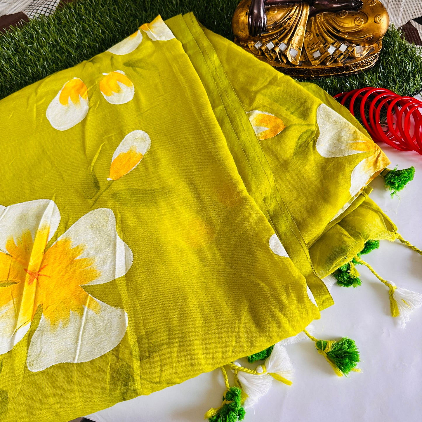 Gul Handpainted Mul Cotton Saree - Khasiyat