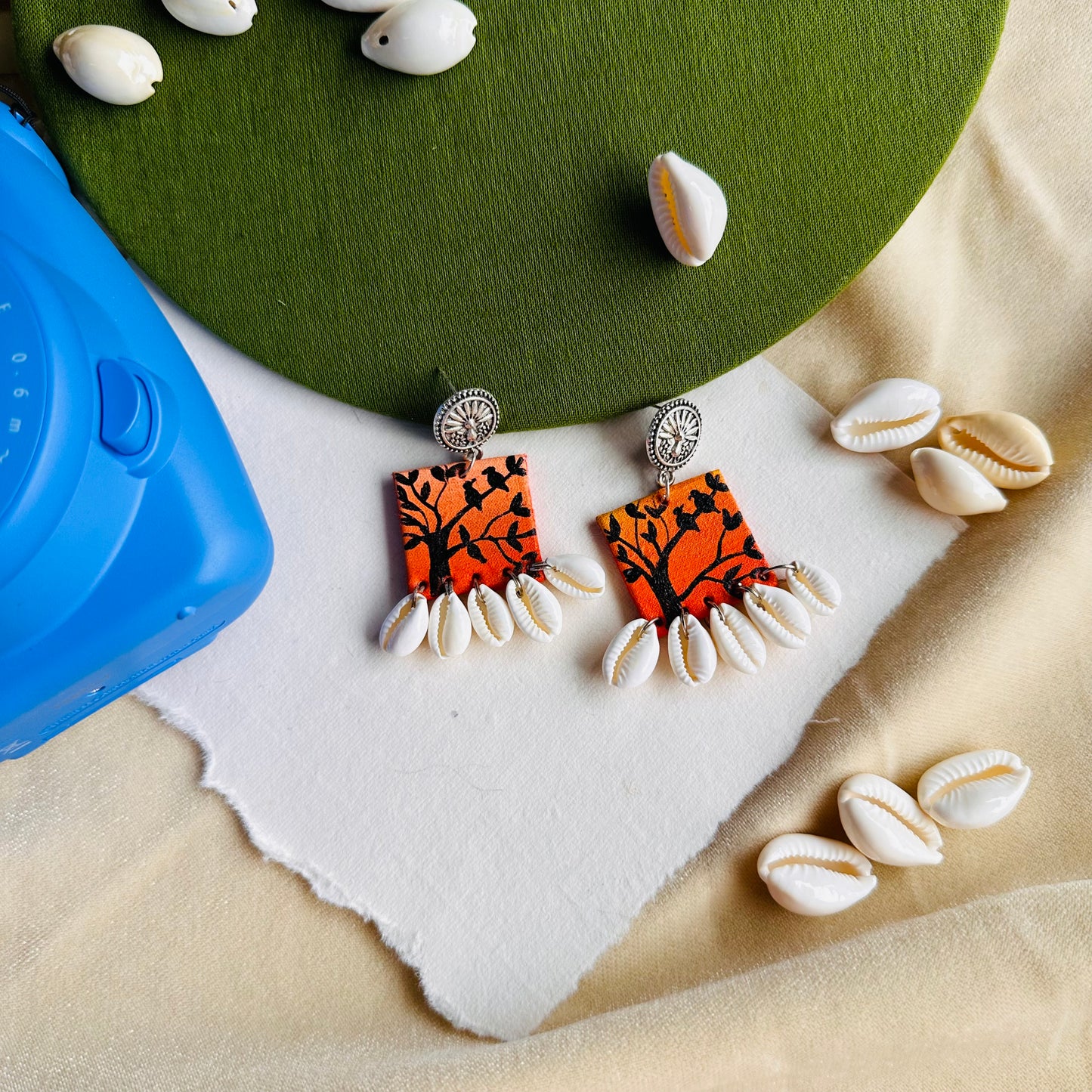 Seaside Chirps Handpainted Earrings - Khasiyat
