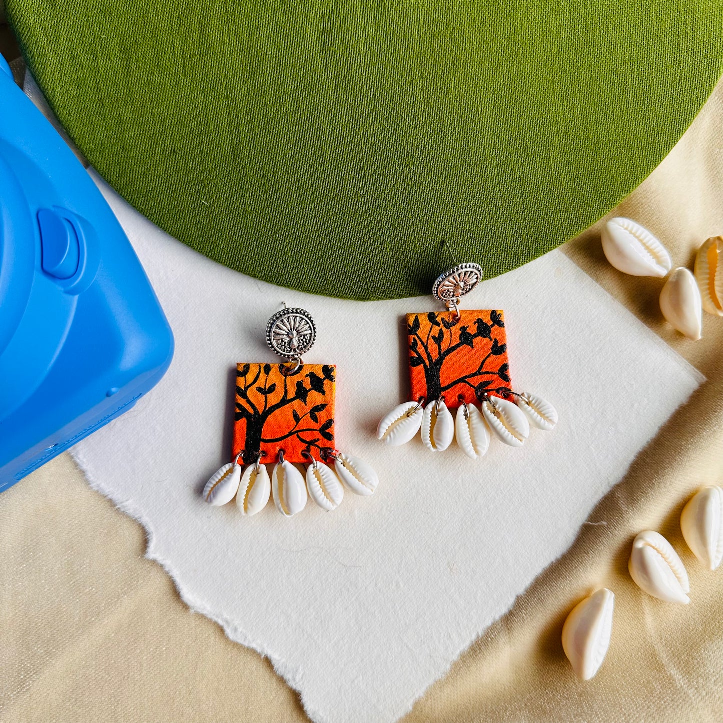 Seaside Chirps Handpainted Earrings - Khasiyat