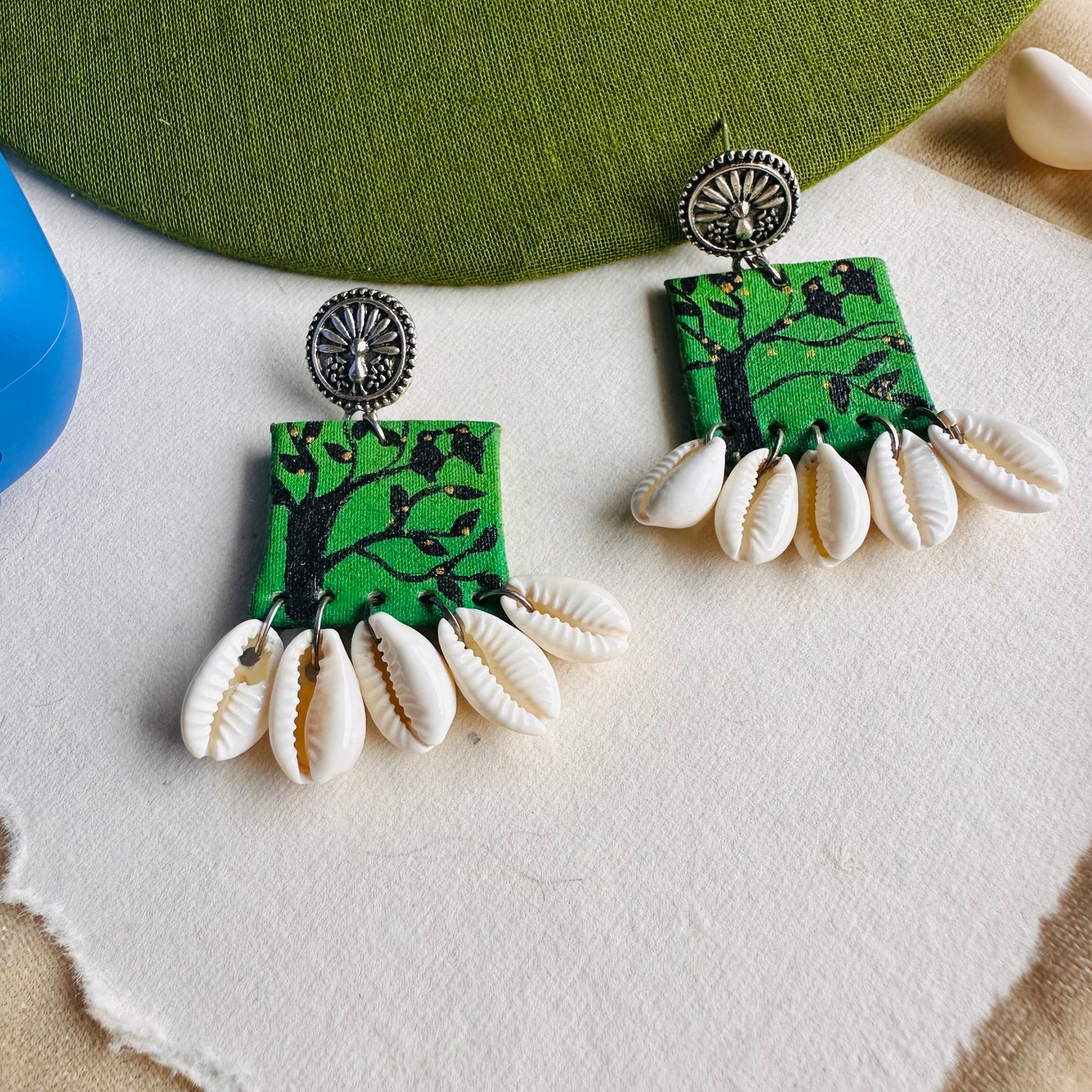 Seaside Chirps Handpainted Earrings - Khasiyat
