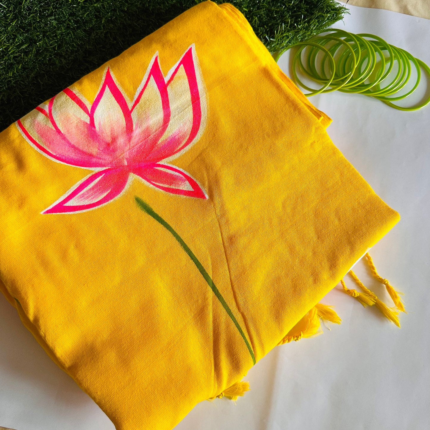 Surya Padma- Handpainted Khadi Cotton Saree