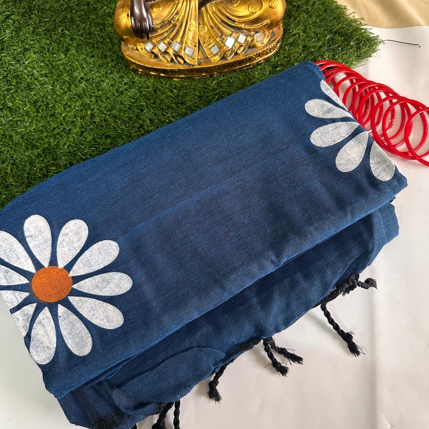 Midnight Bloom- Handpainted Saree - Khasiyat