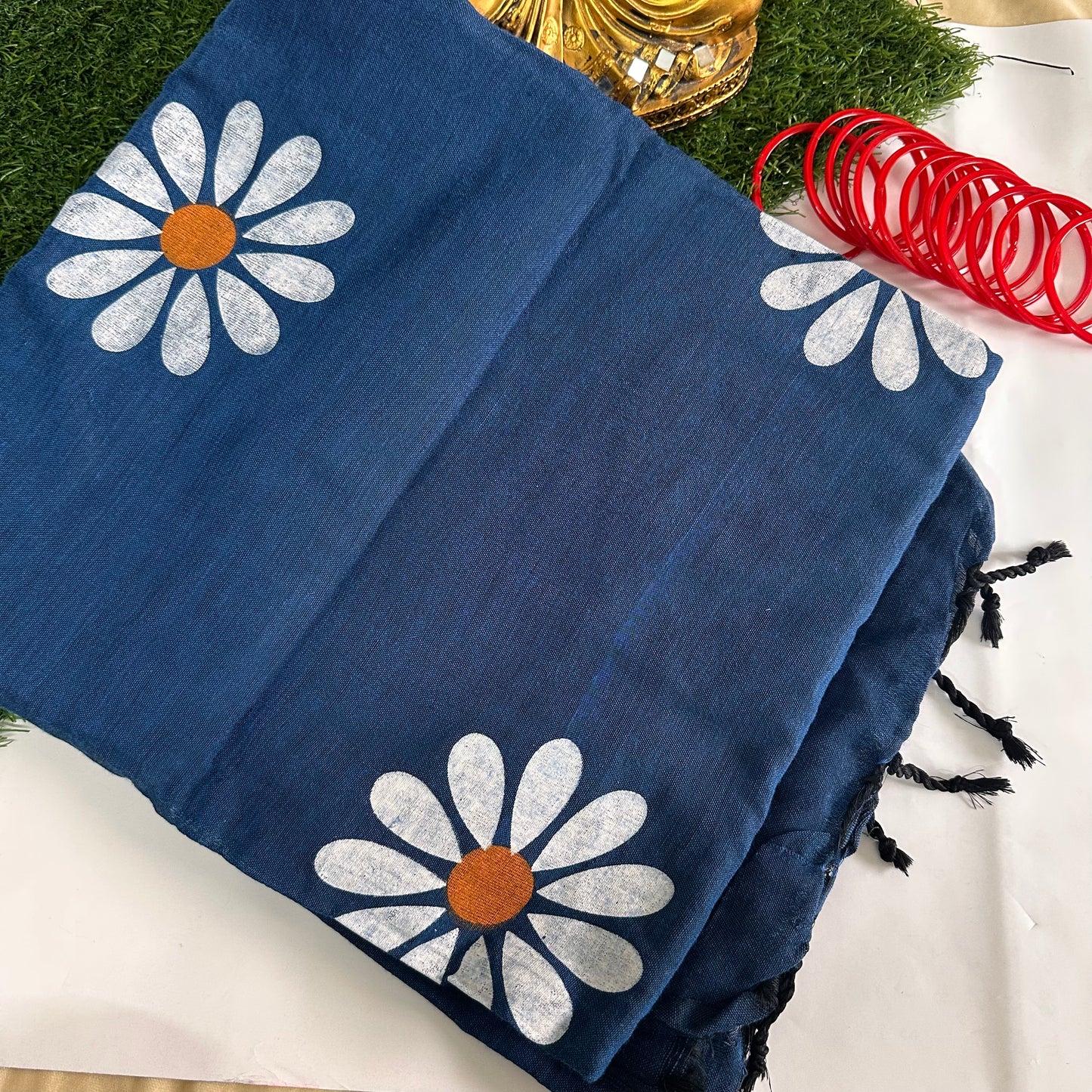 Midnight Bloom- Handpainted Saree - Khasiyat