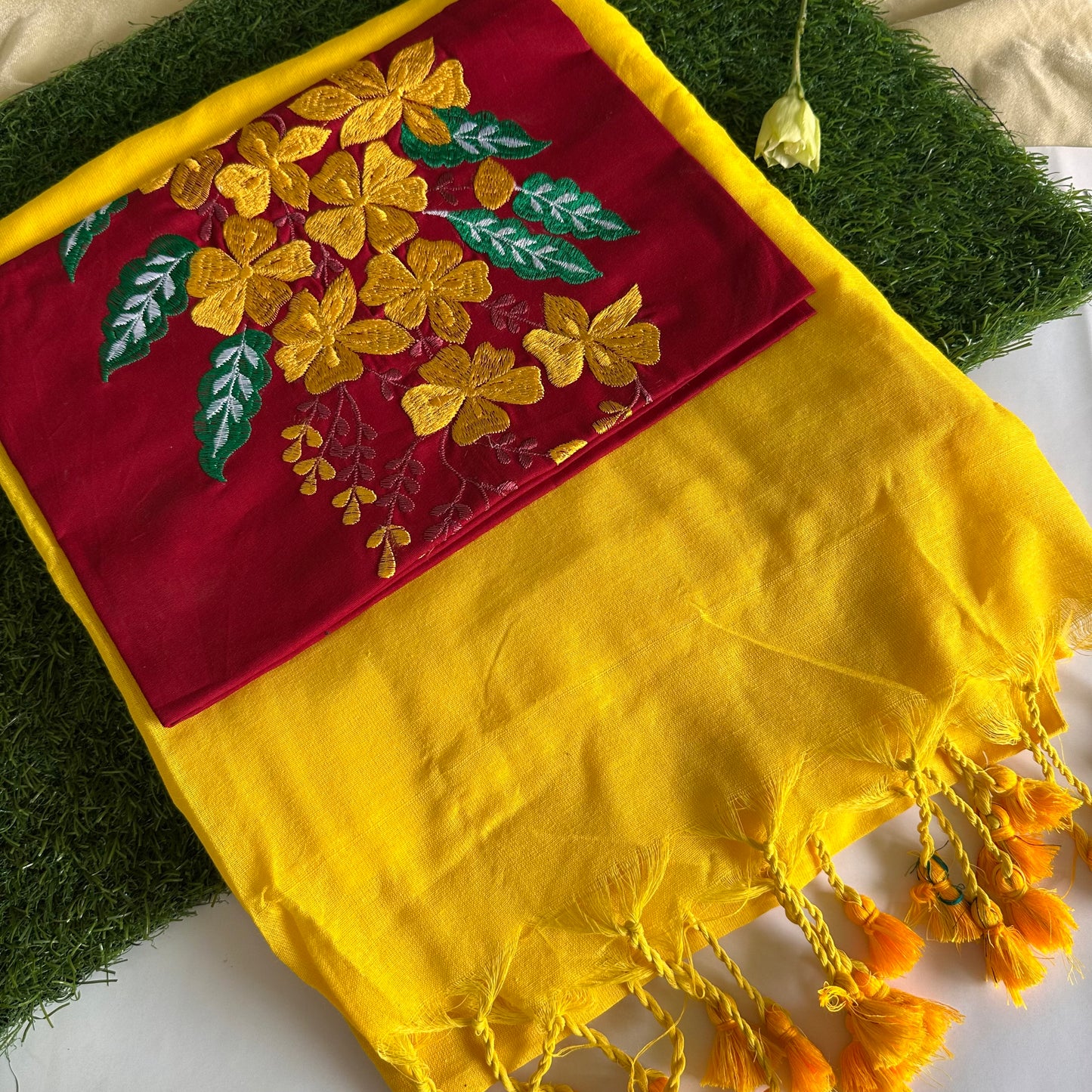 Genda Gulzar – Sunshine Yellow Khadi Cotton Saree - Khasiyat