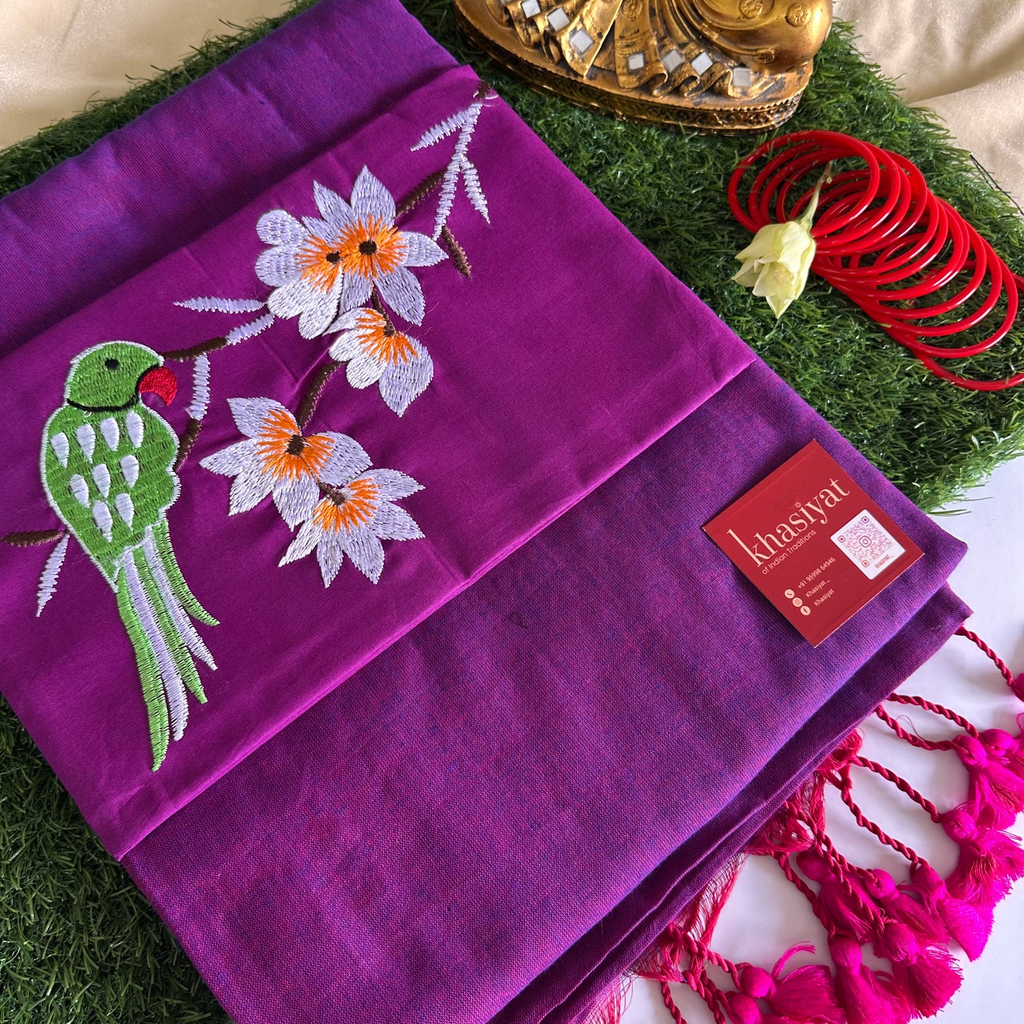 Gulmohar Handloom Khadi Cotton Saree - Khasiyat