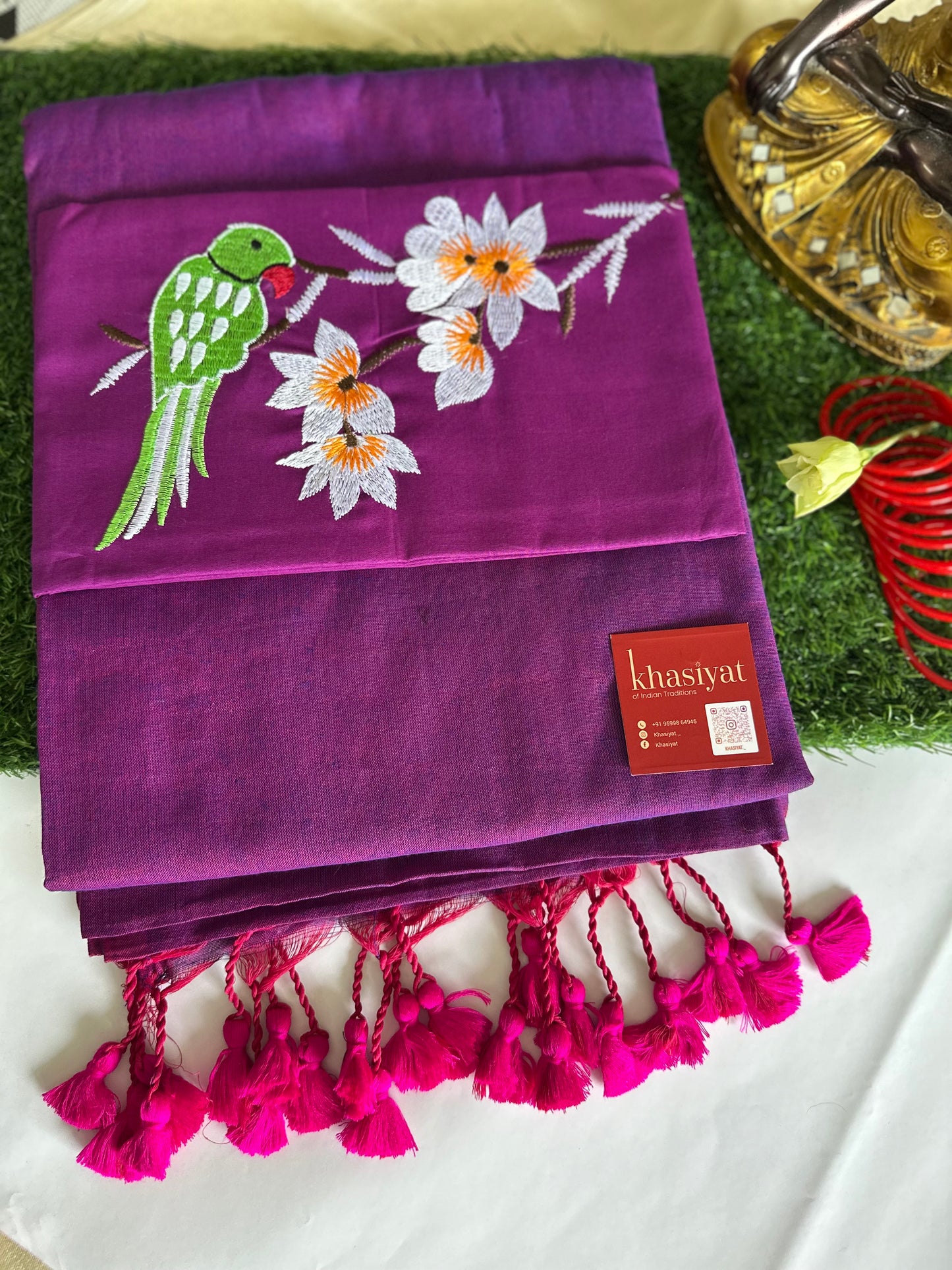 Gulmohar Handloom Khadi Cotton Saree - Khasiyat
