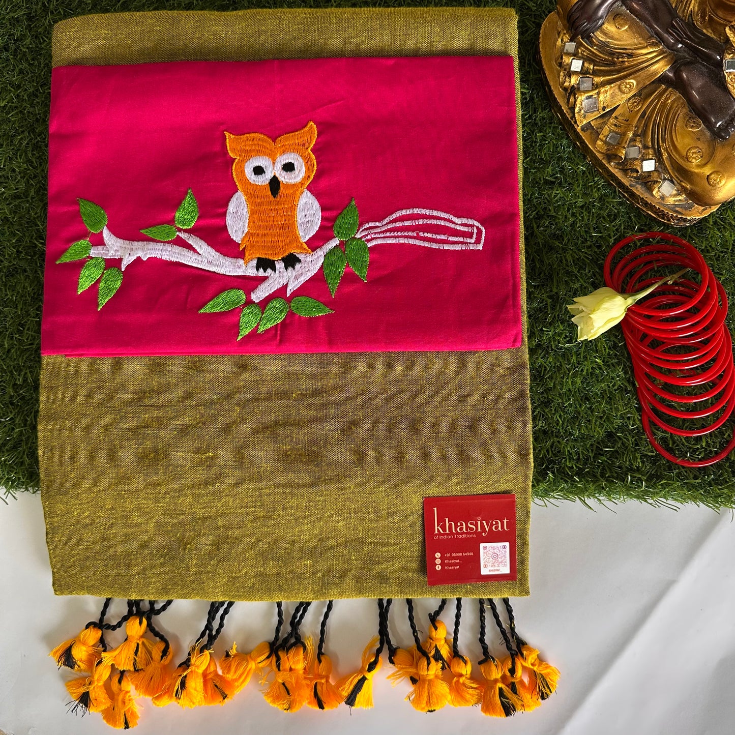 Ullu Tales Handloom Khadi Cotton Saree - Khasiyat