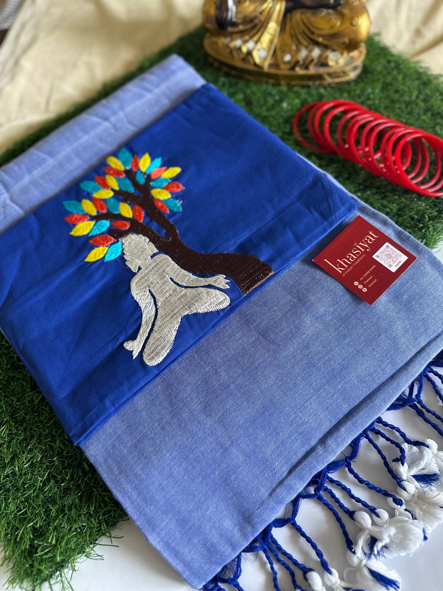 Meditative Grace Handloom Khadi Cotton Saree - Khasiyat