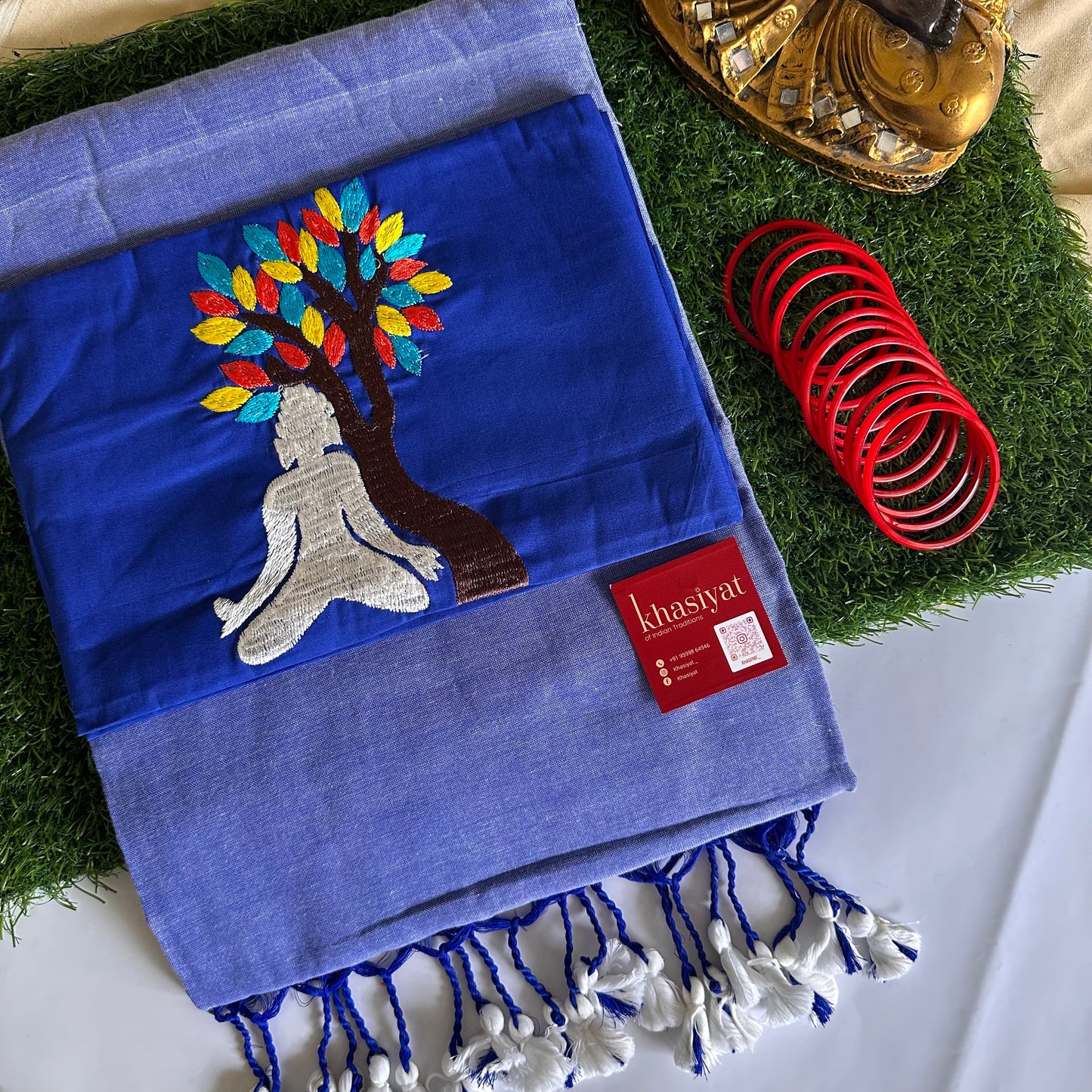 Meditative Grace Handloom Khadi Cotton Saree - Khasiyat