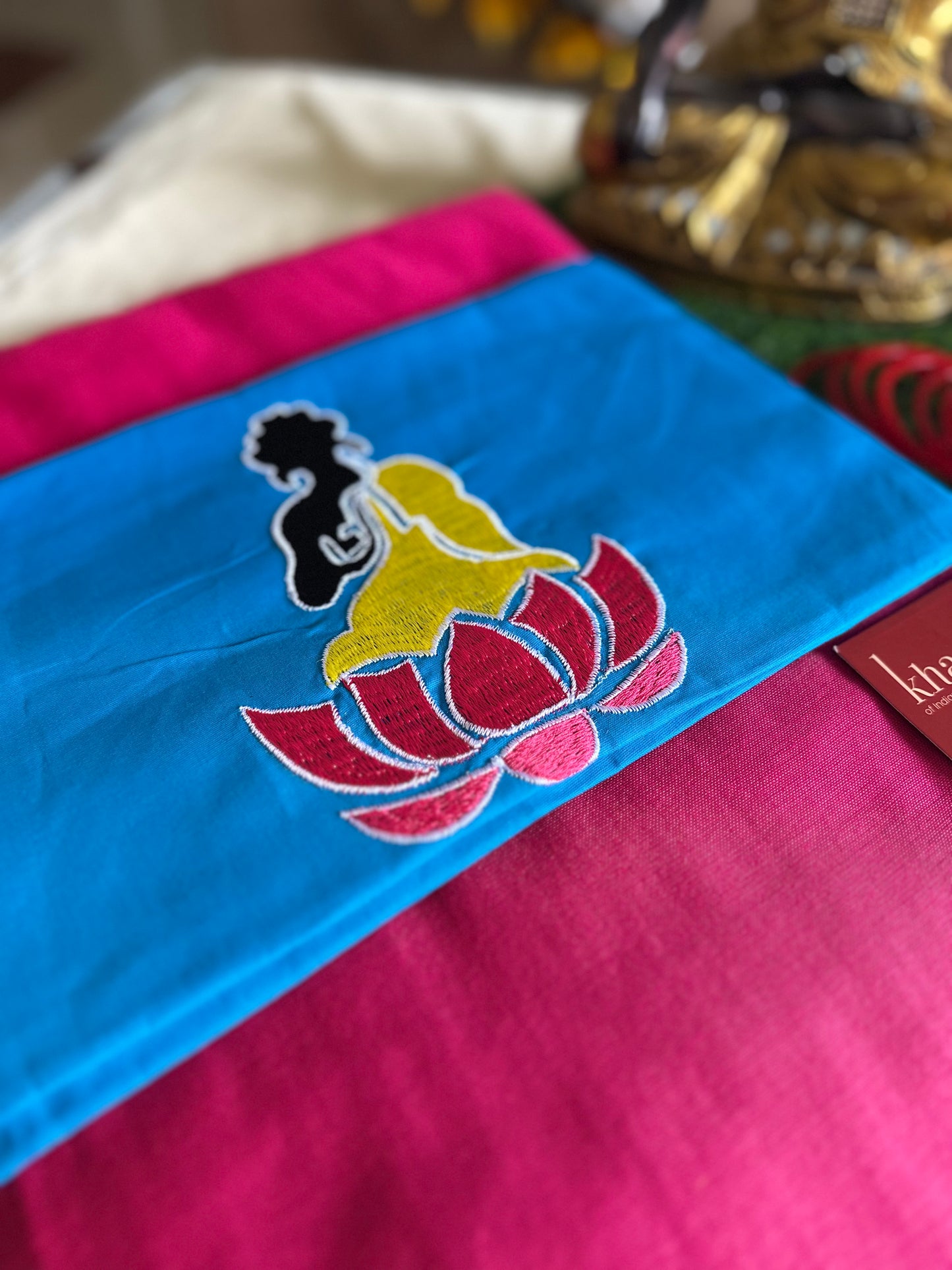 Lotus Tranquility Handloom Khadi Cotton Saree - Khasiyat