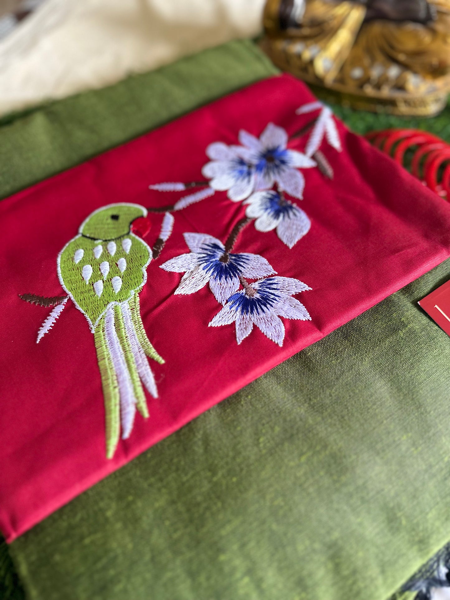 Parrot Melody Handloom Khadi Cotton Saree - Khasiyat