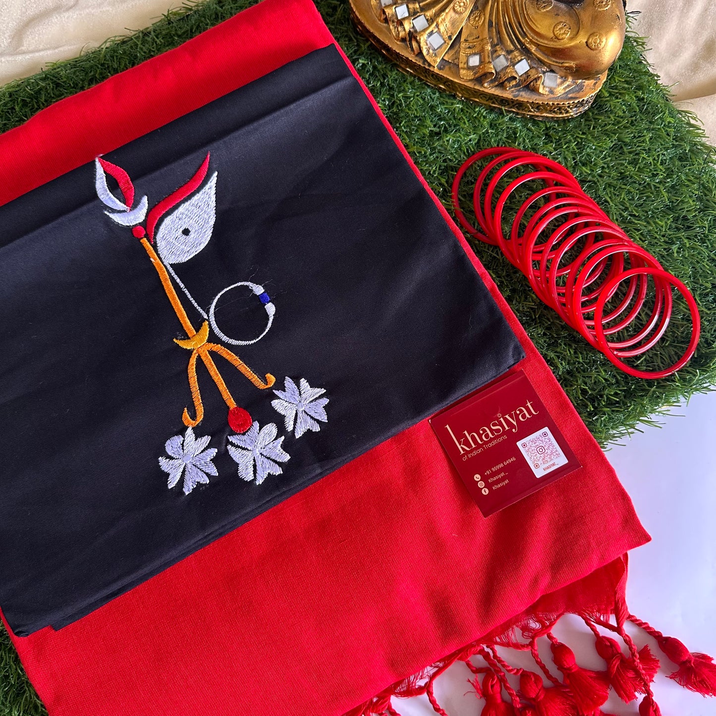 Shakti Bloom Handloom Khadi Cotton Saree - Khasiyat