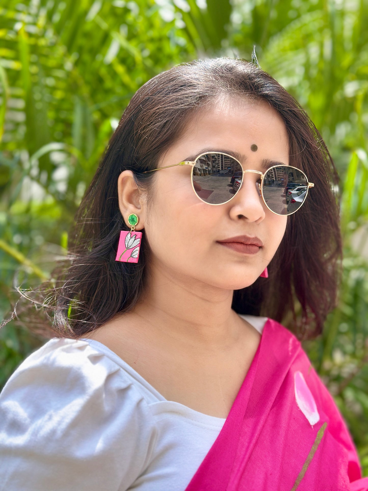 Lotus Bloom Handpainted Fabric Earrings - Khasiyat