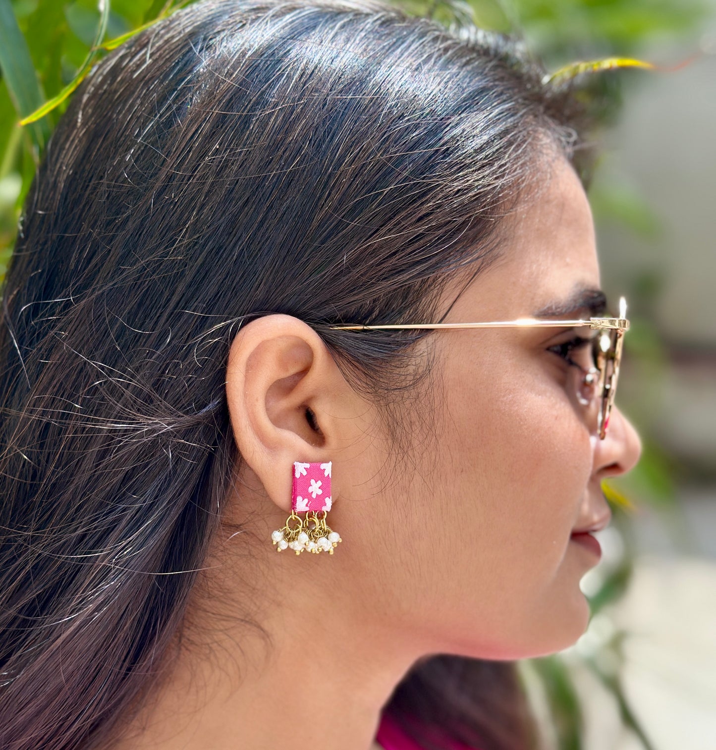 Genda Phool Handpainted Fabric Earrings - Khasiyat