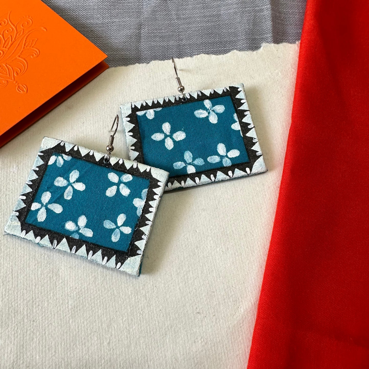 Blue Blossom Handpainted earrings - Khasiyat