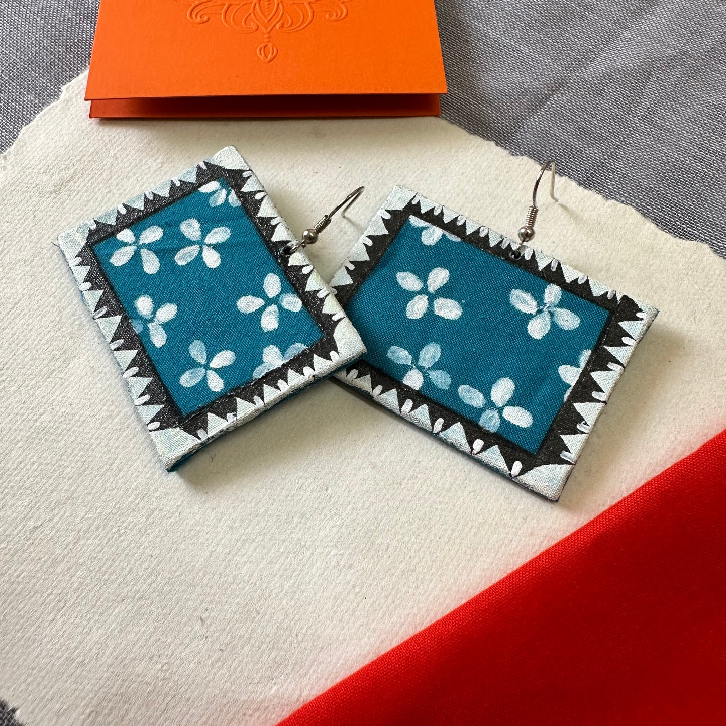 Blue Blossom Handpainted earrings - Khasiyat
