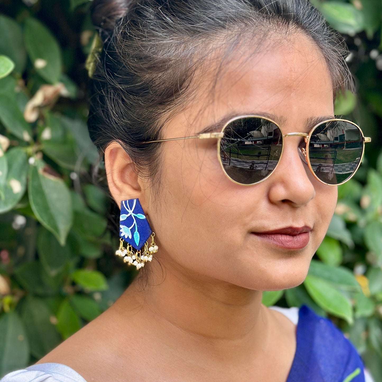 Midnight Blossom Handpainted Earrings - Khasiyat