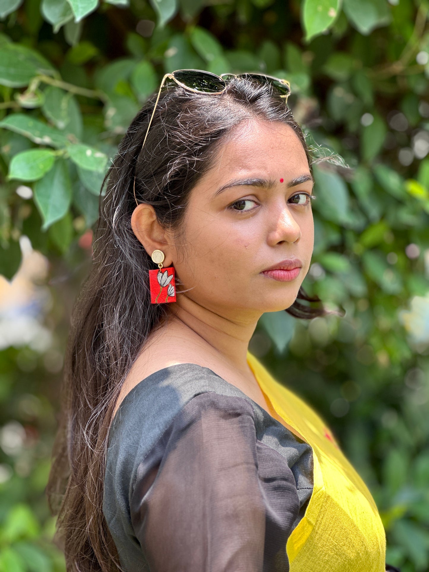 Kamal Tulip Handpainted Earrings - Khasiyat