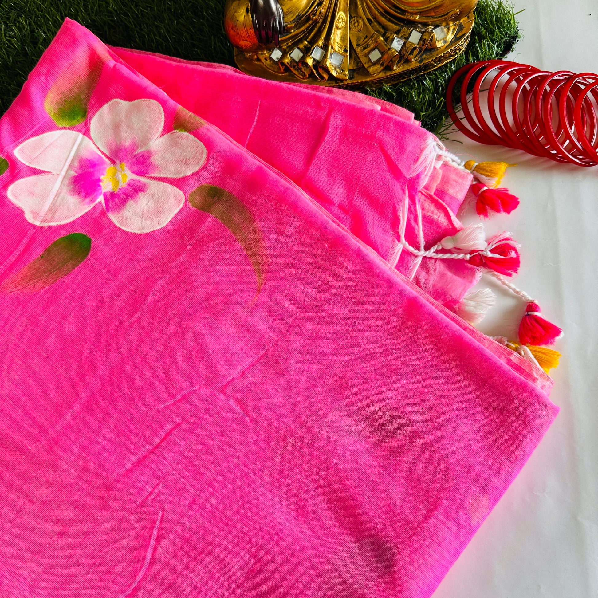Chitrangini Handpainted Mul Cotton Saree - Khasiyat
