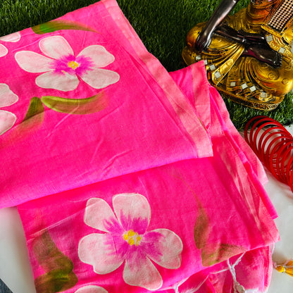 Chitrangini Handpainted Mul Cotton Saree - Khasiyat