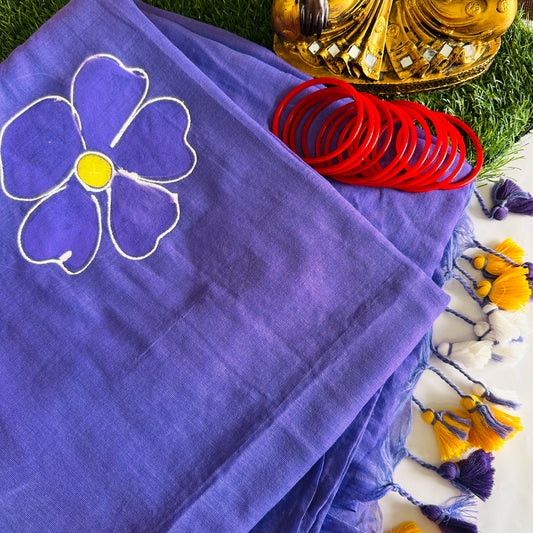Aabroo Handpainted Mul Cotton Saree - Khasiyat