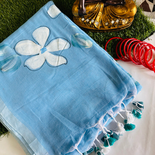 Mehek Handpainted Mul Cotton Saree - Khasiyat