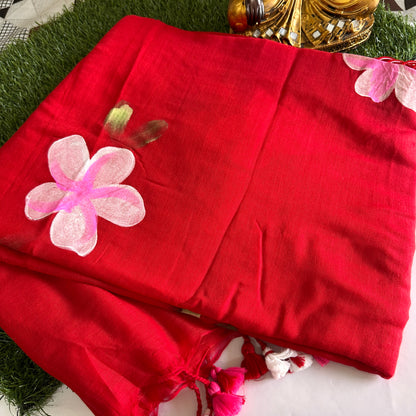 Rangmohini Handpainted Mul Cotton Saree - Khasiyat