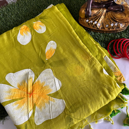 Gul Handpainted Mul Cotton Saree - Khasiyat