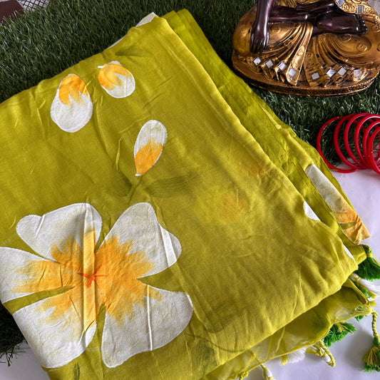 Gul Handpainted Mul Cotton Saree - Khasiyat