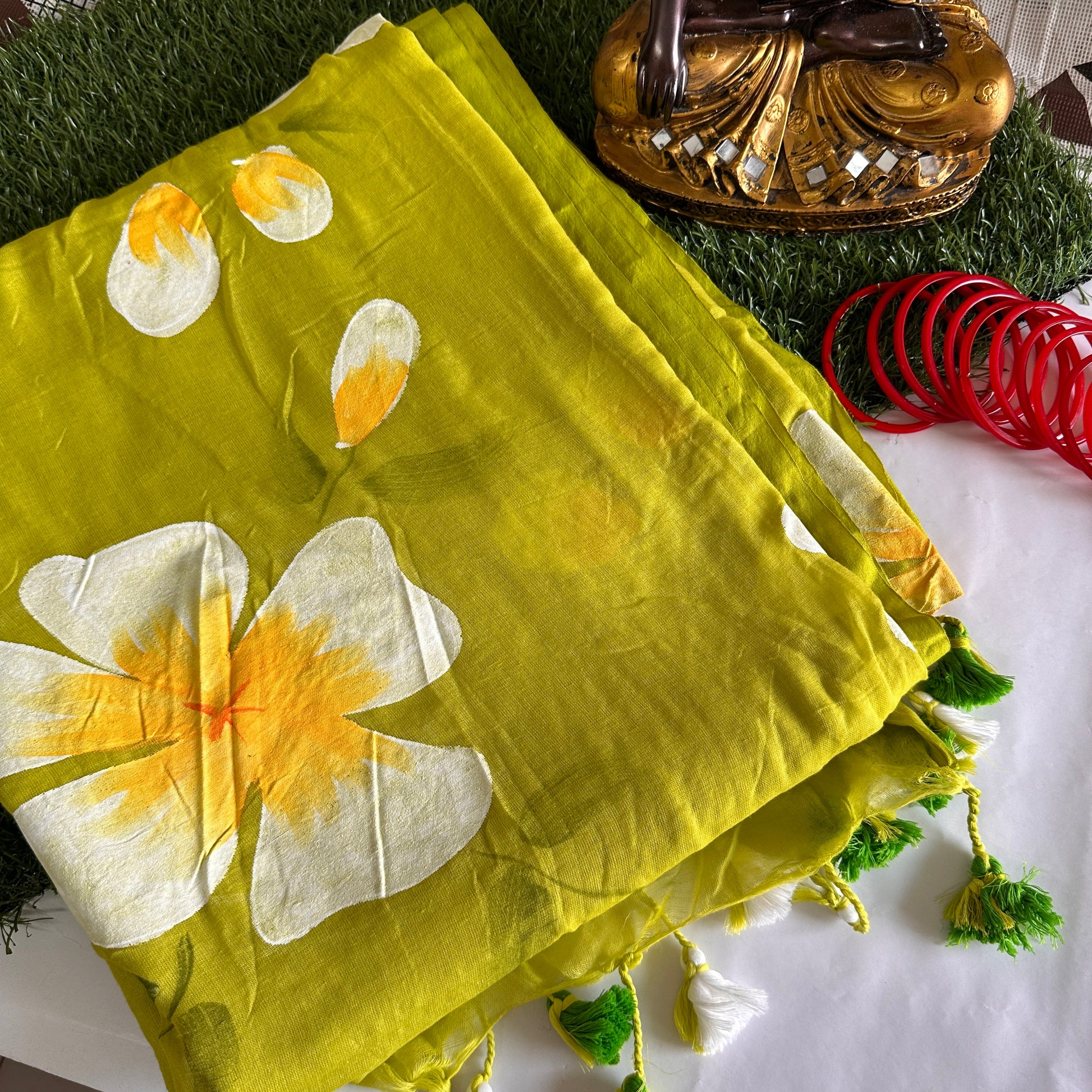 Gul Handpainted Mul Cotton Saree - Khasiyat