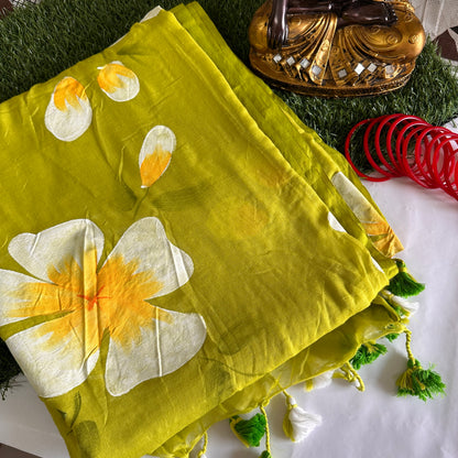 Gul Handpainted Mul Cotton Saree - Khasiyat