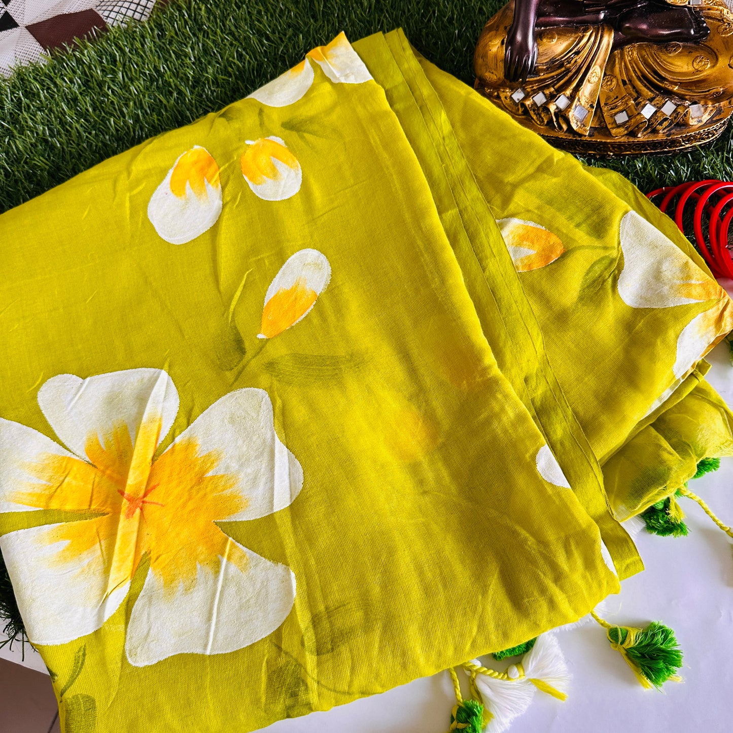 Gul Handpainted Mul Cotton Saree - Khasiyat