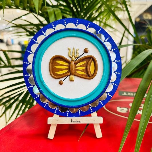 Shiva Lippan Art Wall Plate with Damru - Khasiyat