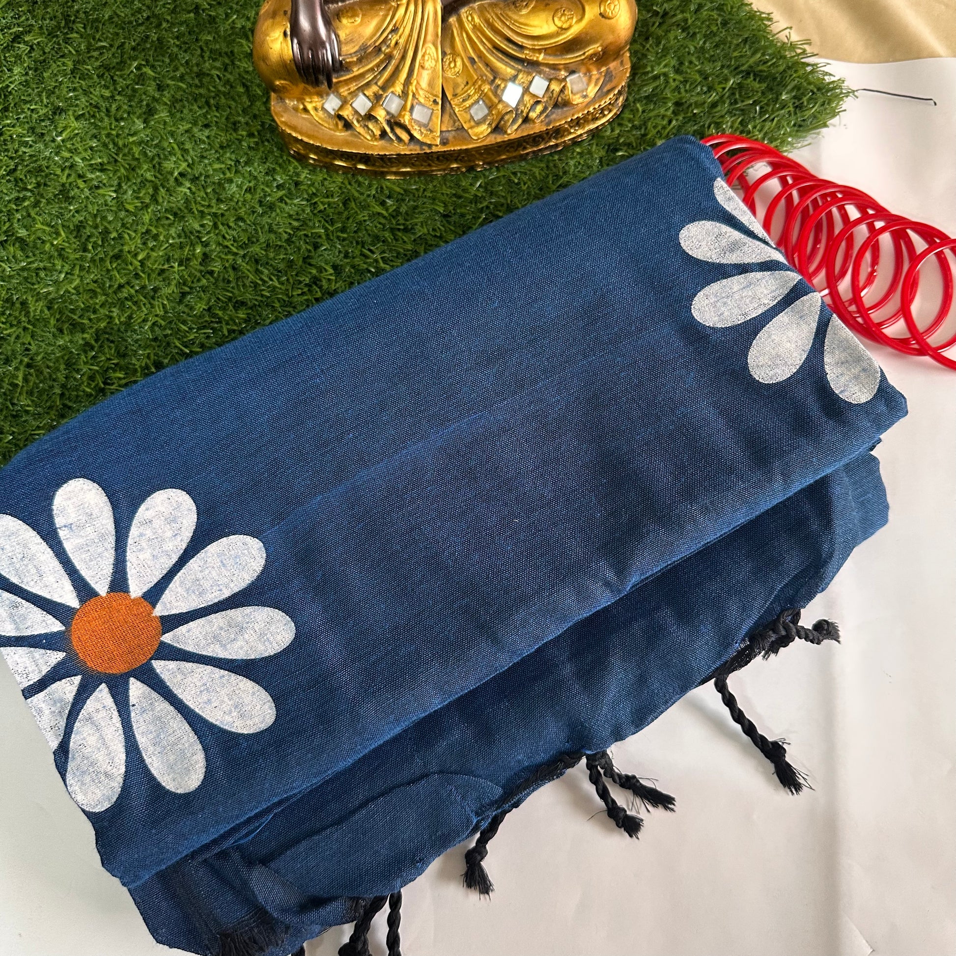 Midnight Bloom- Handpainted Saree - Khasiyat