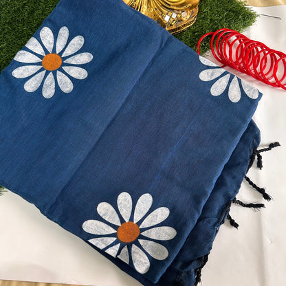 Midnight Bloom- Handpainted Saree - Khasiyat