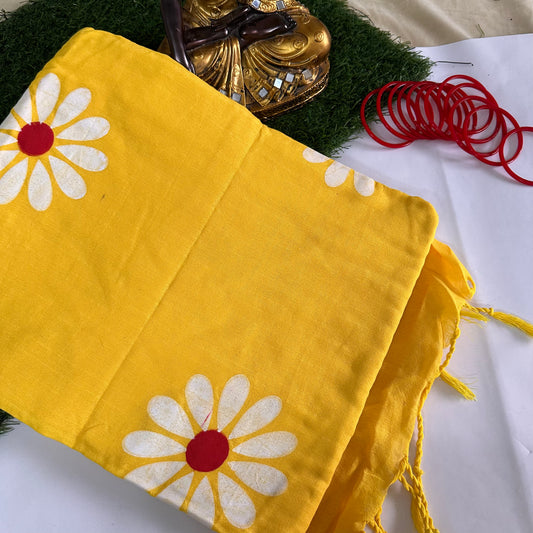 Surya-Daisy – Handpainted Khadi Cotton Saree