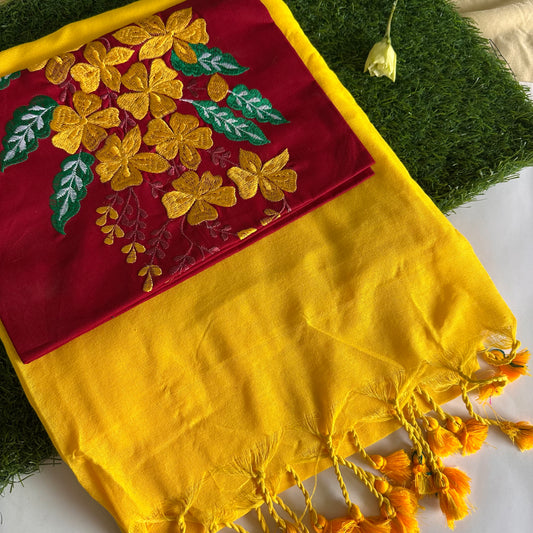 Genda Gulzar – Sunshine Yellow Khadi Cotton Saree - Khasiyat
