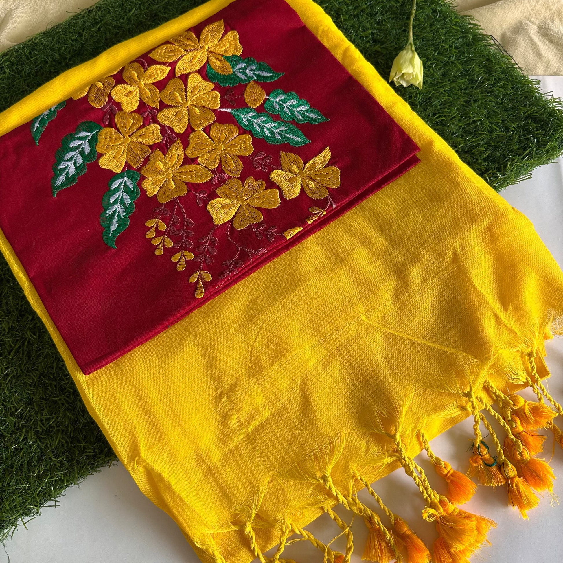 Genda Gulzar – Sunshine Yellow Khadi Cotton Saree - Khasiyat