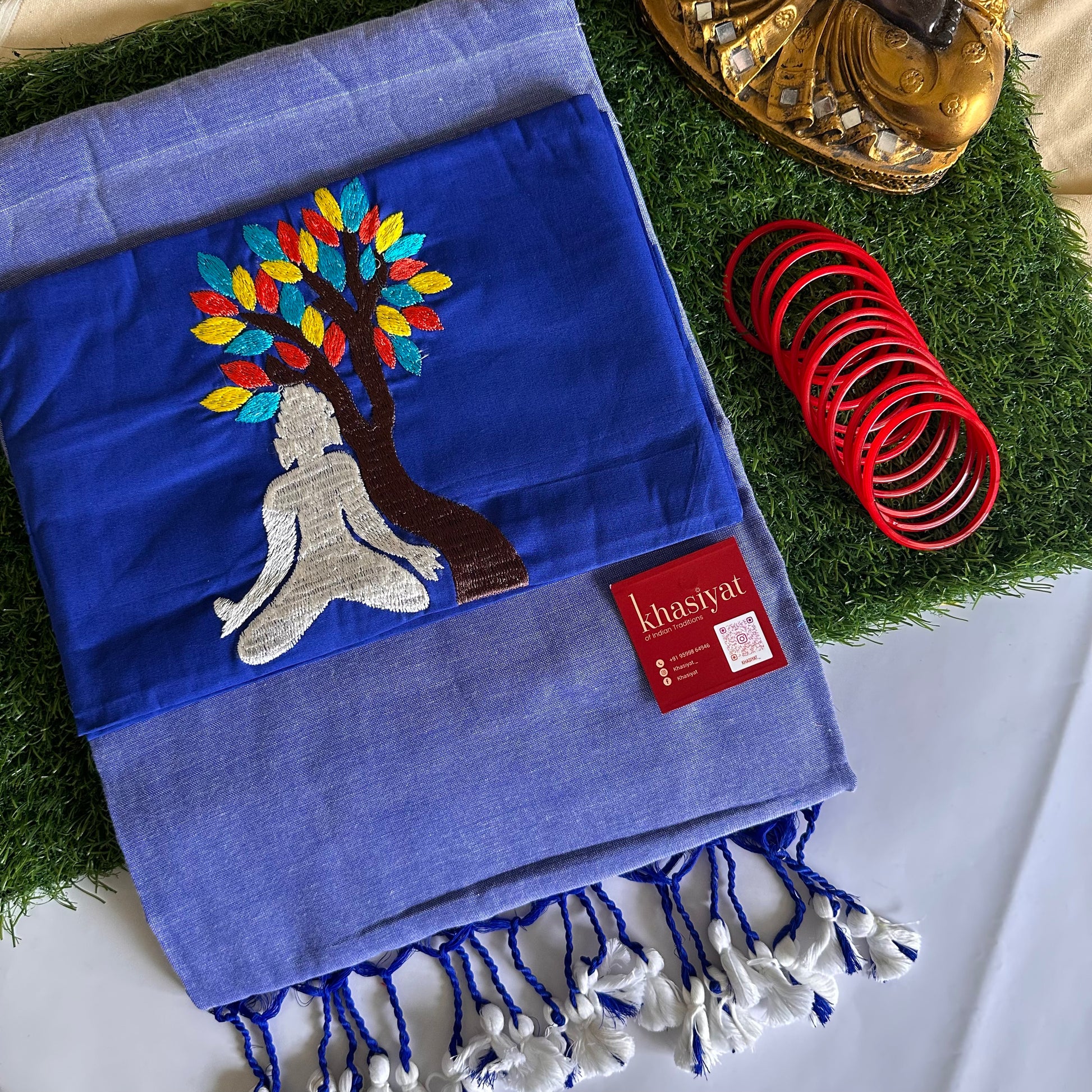 Meditative Grace Handloom Khadi Cotton Saree - Khasiyat