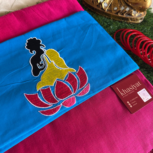 Lotus Tranquility Handloom Khadi Cotton Saree - Khasiyat
