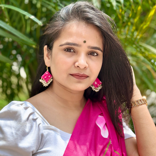 Rangrez Handmade Fabric Dangler Earrings - Khasiyat
