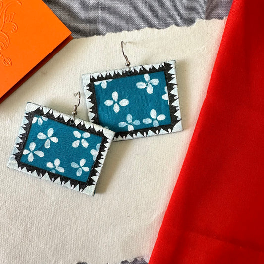 Blue Blossom Handpainted earrings - Khasiyat