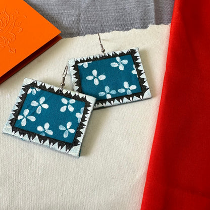 Blue Blossom Handpainted earrings - Khasiyat