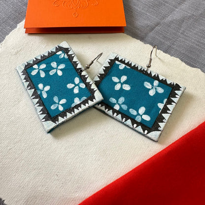 Blue Blossom Handpainted earrings - Khasiyat