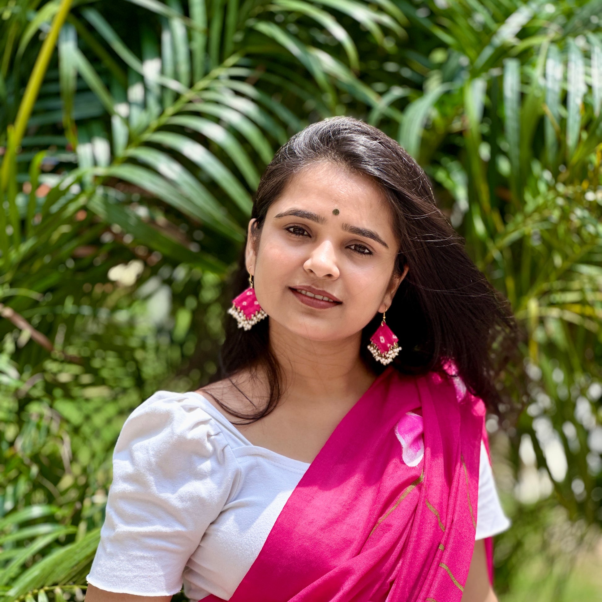 Rangrez Handmade Fabric Dangler Earrings - Khasiyat
