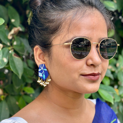 Midnight Blossom Handpainted Earrings - Khasiyat